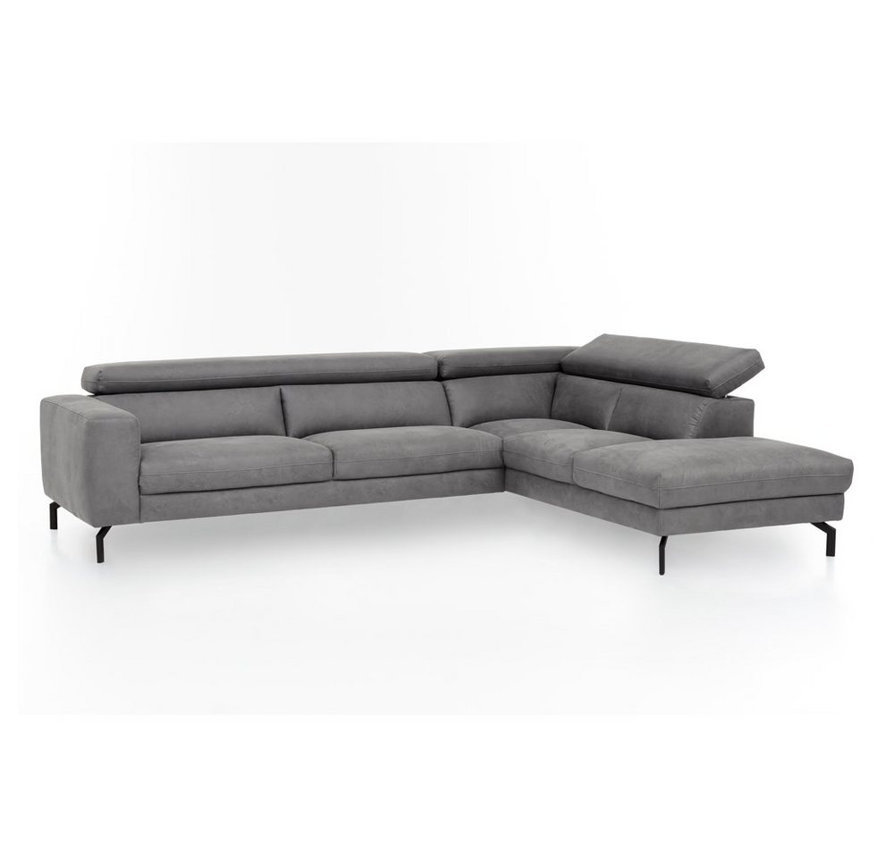 Lomadox Sofa CASSINO-155, L-Form, verstellbares Kopfteil, Vintageoptik grau von Lomadox