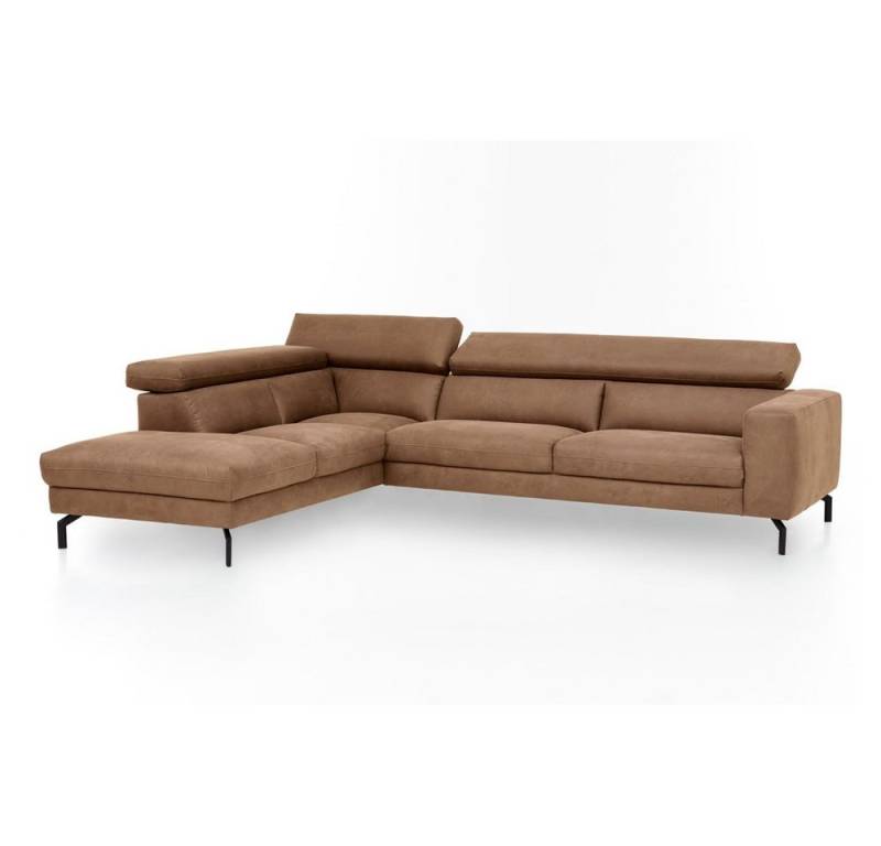 Lomadox Ecksofa CASSINO-155, L-Form, verstellbares Kopfteil, Vintageoptik zimt von Lomadox