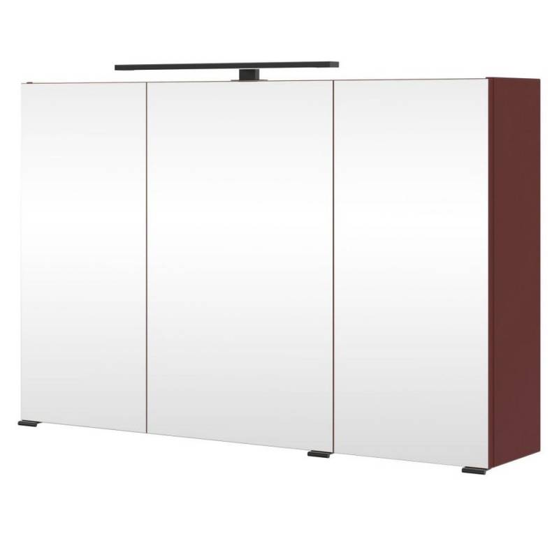 Lomadox Spiegelschrank ATELLA-03 in rot, Aufbauleuche, Schalter und Steckdose, 3-türig, Metallgriff von Lomadox