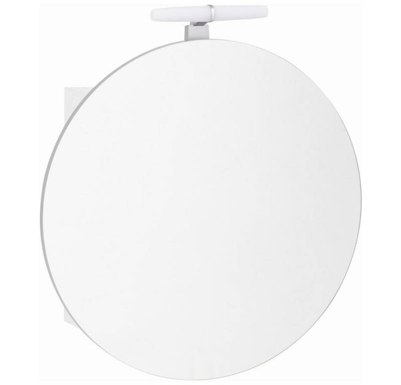 Lomadox Spiegelschrank BELFORT-80 mit runder Spiegeltür, LED-Aufbauleuchte, 65cm Durchmesser, weiss matt von Lomadox