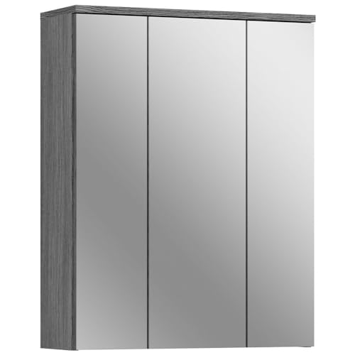 Lomadox Spiegelschrank Badezimmer Schrank mit Spiegel Strauraum Badschrank 3 Türen 6 Einlegeböden in Rauchsilber Nachbildung grau mit Front in Spiegelglas, Breite 60 cm Lomadox Spiegelschrank Badezimmer Schrank mit Spiegel Strauraum Badschrank 3 Türen 6 Einlegeböden in Rauchsilber Nachbildung grau mit Front in Spiegelglas, Breite 60 cm von Lomadox