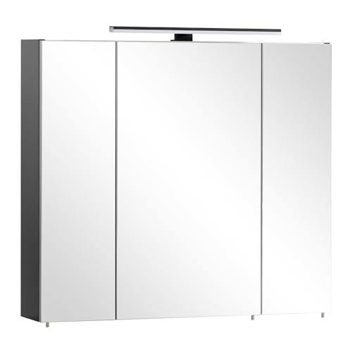 Lomadox Spiegelschrank Badezimmerschrank 80 cm 3 Türen mit LED Beleuchtung Aufsatzleuchte schwarz matt 80x74,4x16 cm Lomadox Spiegelschrank Badezimmerschrank 80 cm 3 Türen mit LED Beleuchtung Aufsatzleuchte schwarz matt 80x74,4x16 cm von Lomadox