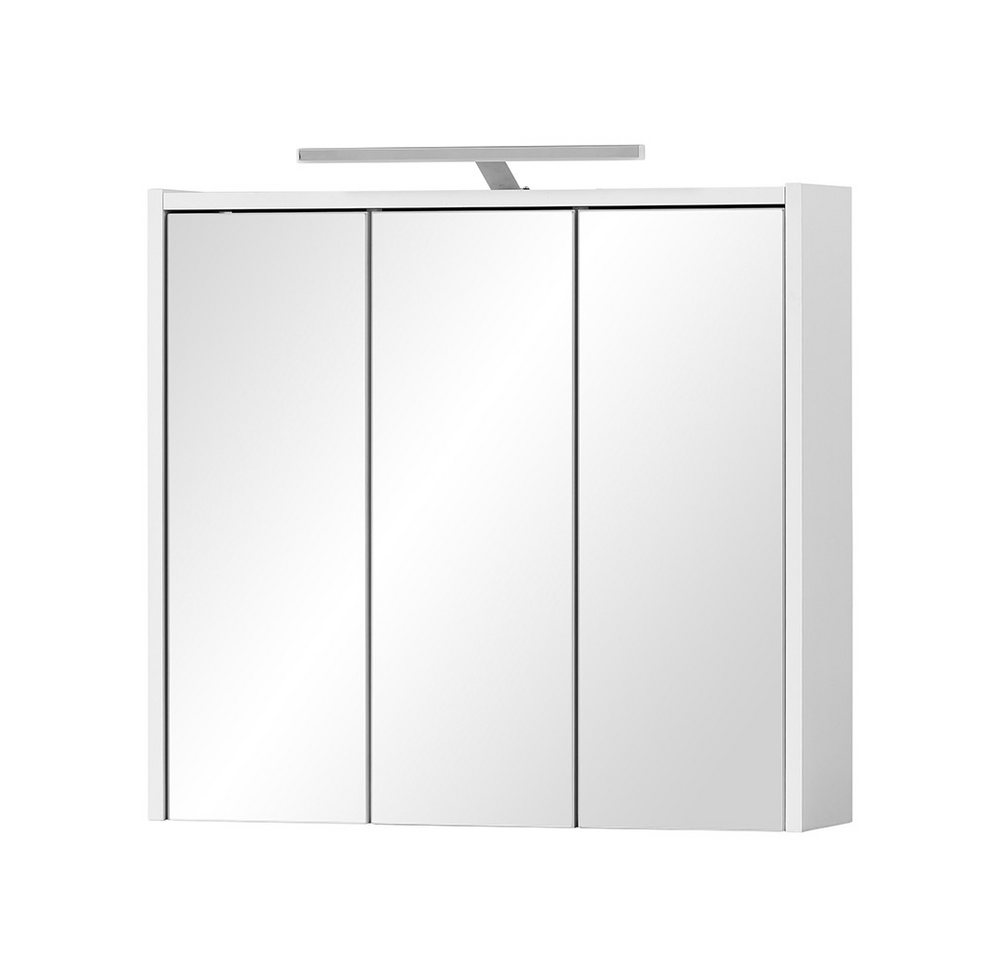 Lomadox Spiegelschrank DERIO-80 6 Glasböden Spiegel inkl LED Beleuchtung Steckdose modern weiß von Lomadox