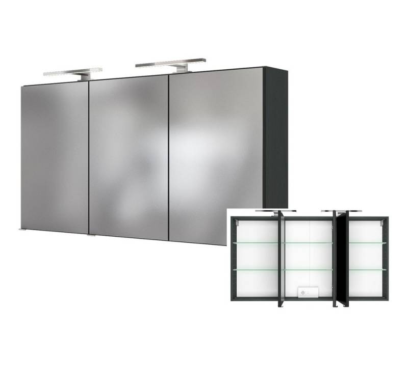 Lomadox Spiegelschrank LOUROSA-03 Badschrank Spiegel Badmöbel 3D LED 120 cm graphit grau, 120/66/20 cm von Lomadox
