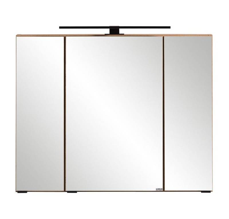 Lomadox Spiegelschrank MARLING-03 80 cm mit LED-Aufbauleuchte in Wotan Eiche Nb., B/H/T ca. 80/64/20 cm von Lomadox
