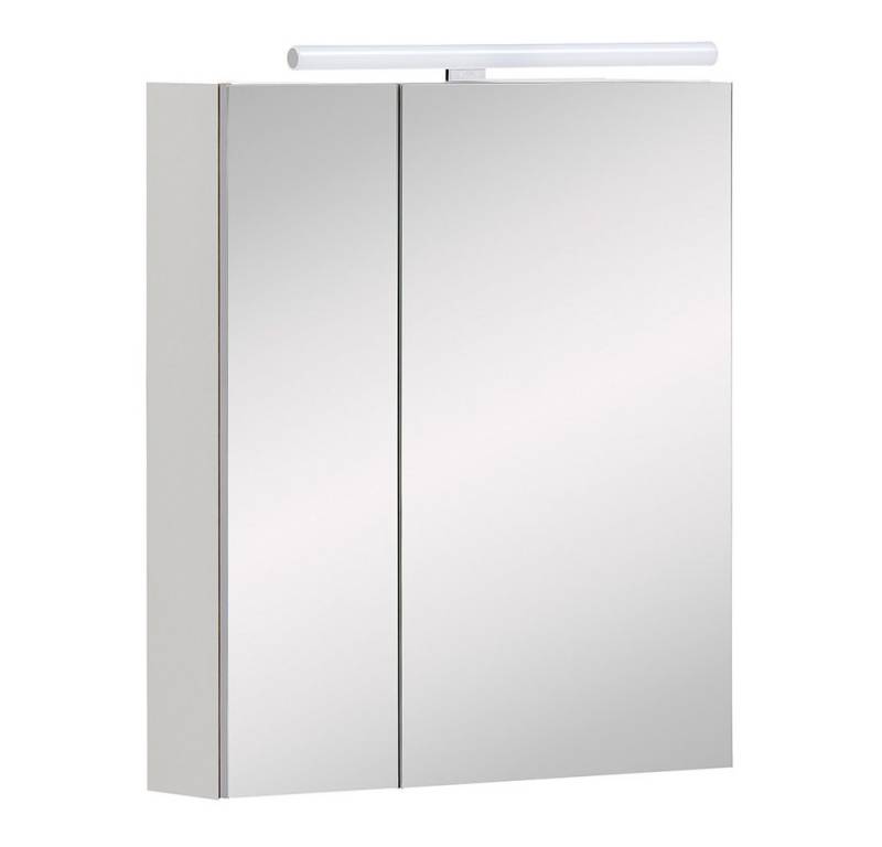 Lomadox Spiegelschrank MESA-80 weiß matt Badschrank LED Aufsatzleuchte 2 Türen 60x74,7x15,7 cm von Lomadox