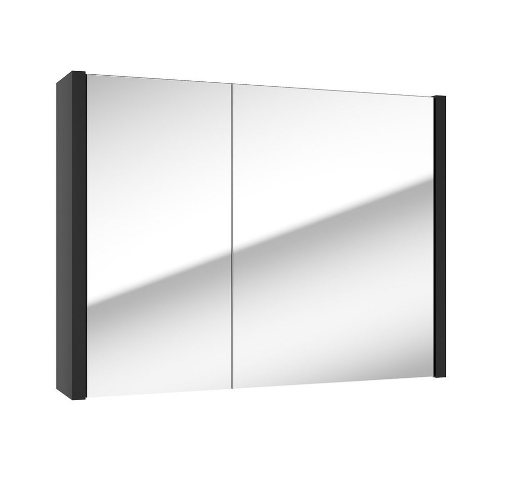 Lomadox Spiegelschrank NANTES-107 80 cm 2 Türen in schwarz, 80/60/15 cm von Lomadox