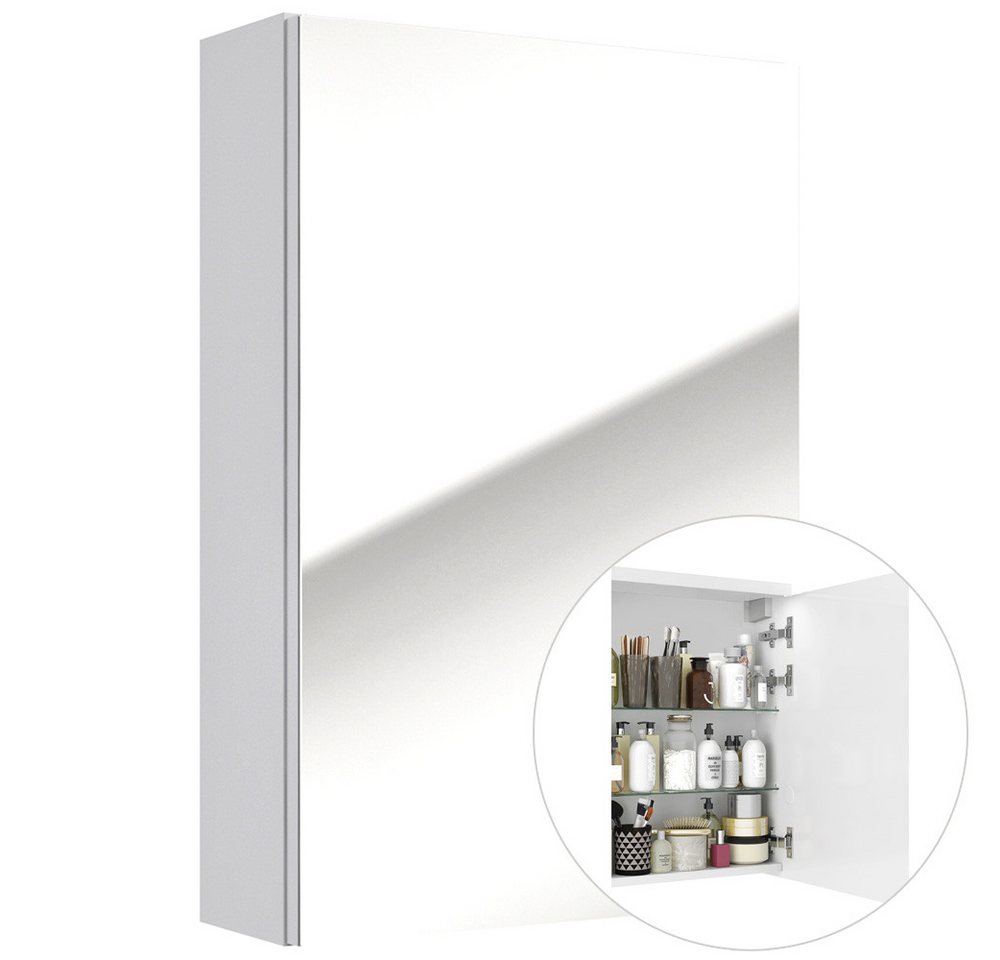 Lomadox Spiegelschrank SOFIA-107 Badezimmer 40 cm weiß Hochglanz lackiert, B/H/T: ca. 40/60/15 cm von Lomadox