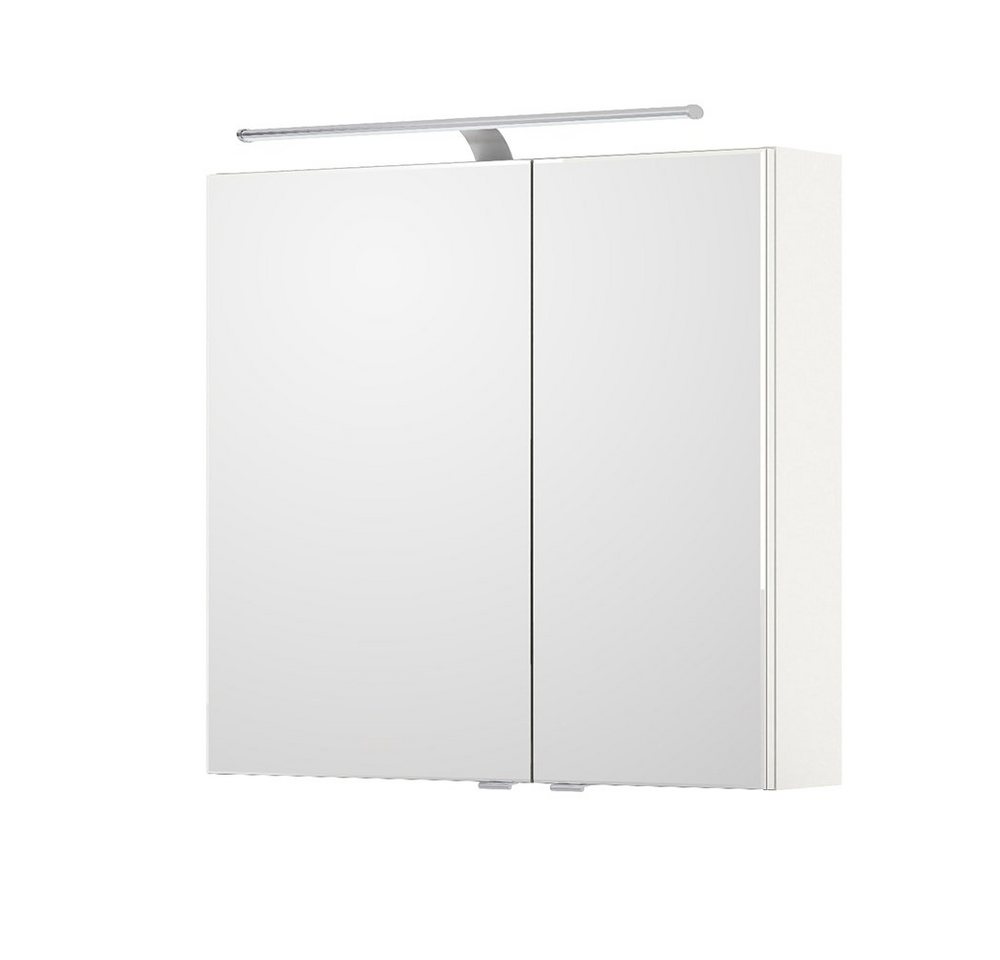 Lomadox Spiegelschrank SOLINGEN-66 Badezimmer 75cm breit mit LED Beleuchtung weiß Glanz 75/70,3/17 cm von Lomadox