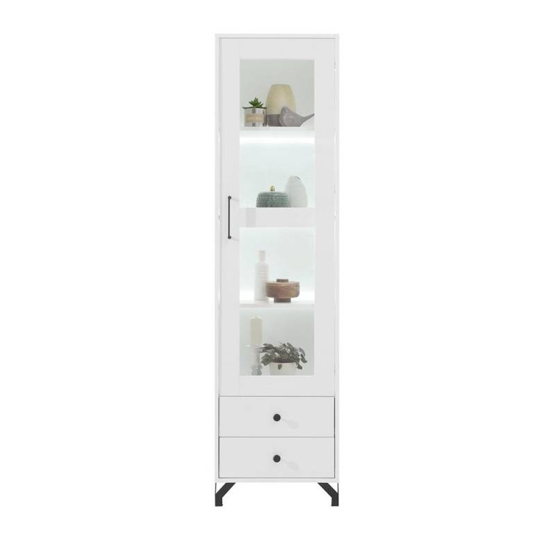 Lomadox Vitrine BEND-133 Vitrinenschrank Standvitrine modern weiß 50x190x40 cm von Lomadox
