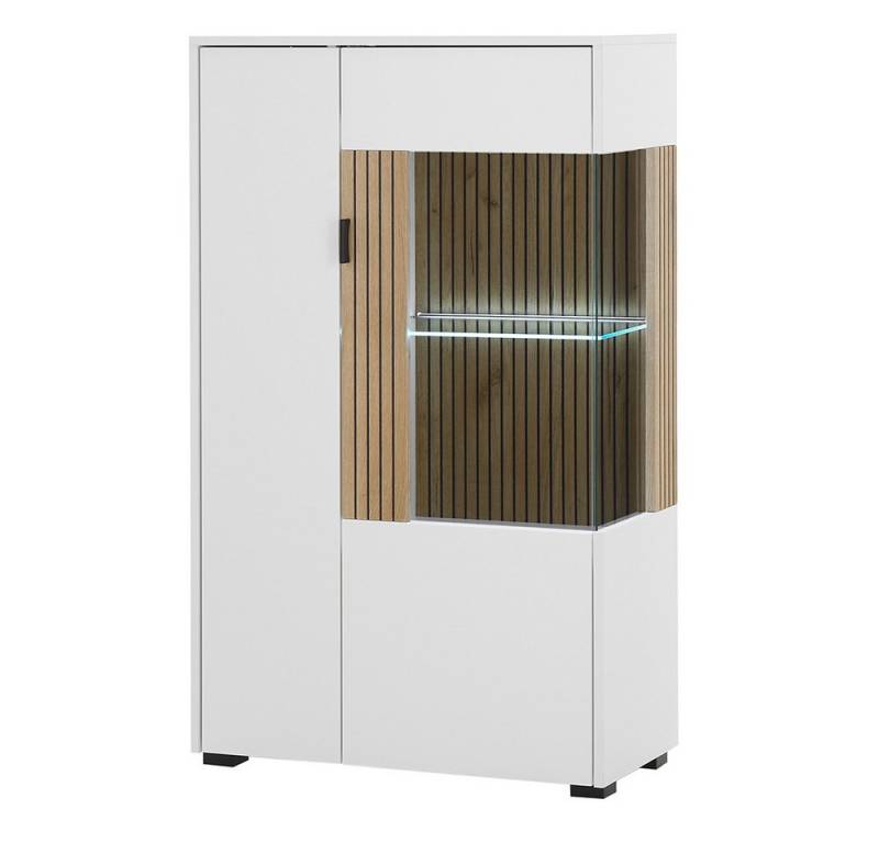Lomadox Highboard HUNTER-61, weiß matt Eiche gerillt Vitrine mit Beleuchtung 75x125x38 cm Lomadox Highboard HUNTER-61, weiß matt Eiche gerillt Vitrine mit Beleuchtung 75x125x38 cm von Lomadox
