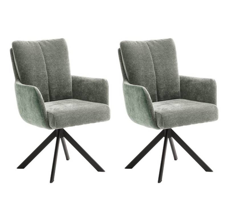 Lomadox Stuhl SVELVIK-05, Esszimmer Armlehnenstuhl 2er Set in pastellgrün, B/H/T 61/92/67 cm von Lomadox