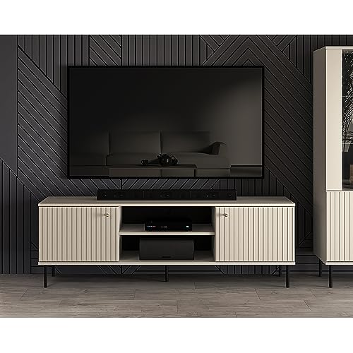 Lomadox TV Board mit in Kaschmir matt mit Rillenoptik und Softclose-Funktion, B/H/T ca. 160/53/40 cm von Lomadox