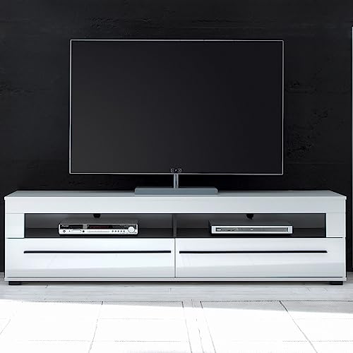 Lomadox TV-Lowboard in weiß Hochglanz mit 2 Schubkästen modernes Design BxHxT: 180x47x42cm von Lomadox