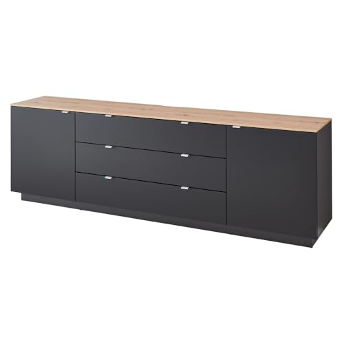 Lomadox TV-Sideboard Fernsehschrank schwarz mit Artisan Eiche, Breite 240 cm. modern von Lomadox