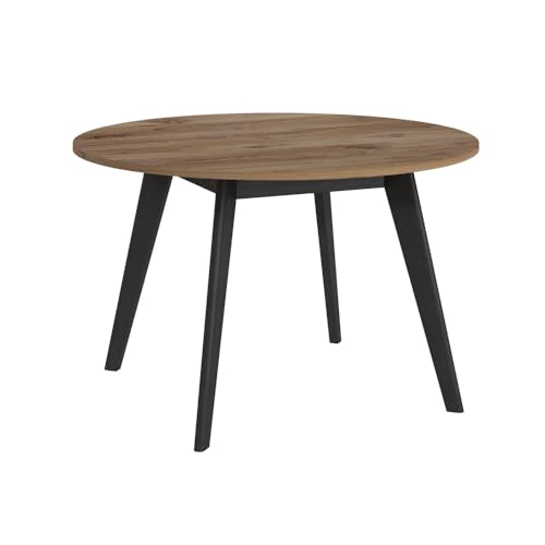 Lomadox Tisch Esstisch, rund, 120cm, Eiche mit schwarz von Lomadox