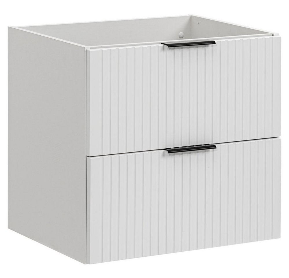 Lomadox Waschbeckenunterschrank ADELAIDE-56-WHITE Waschtischunterschrank matt weiß gerillt, 2 Auszüge, 60/57/46 cm von Lomadox