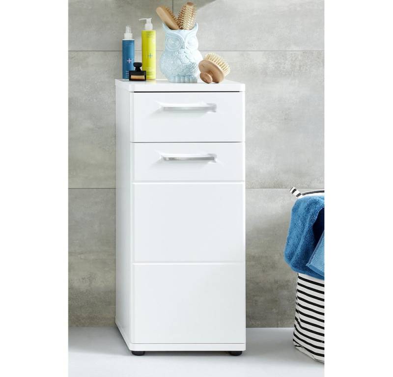 Lomadox Unterschrank MANACOR-19 Badezimmer Standschrank in weiß mit weiß Hochglanz, 37/87/34 cm von Lomadox