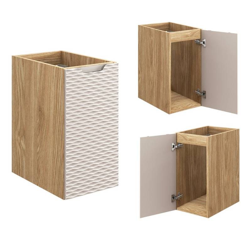 Lomadox Unterschrank OLUO-56-BEIGE Badkommode, Eiche mit beige, 3D-Struktur von Lomadox