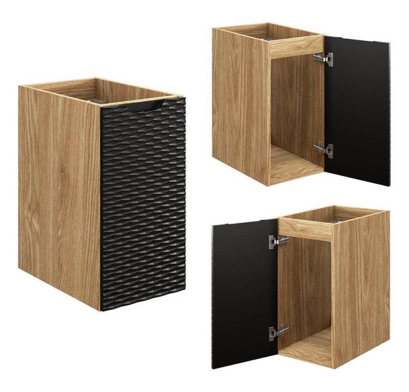 Lomadox Unterschrank OLUO-56-BLACK Badkommode, Eiche mit schwarz, 3D-Struktur Lomadox Unterschrank OLUO-56-BLACK Badkommode, Eiche mit schwarz, 3D-Struktur von Lomadox