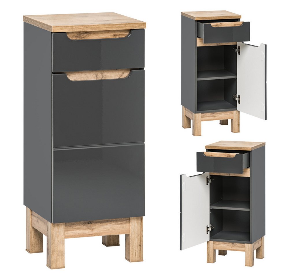 Lomadox Unterschrank SOLNA-56 Badmöbel inkl. Standfüßen, Hochglanz grau, BxHxT ca. 35x86x33cm Lomadox Unterschrank SOLNA-56 Badmöbel inkl. Standfüßen, Hochglanz grau, BxHxT ca. 35x86x33cm von Lomadox