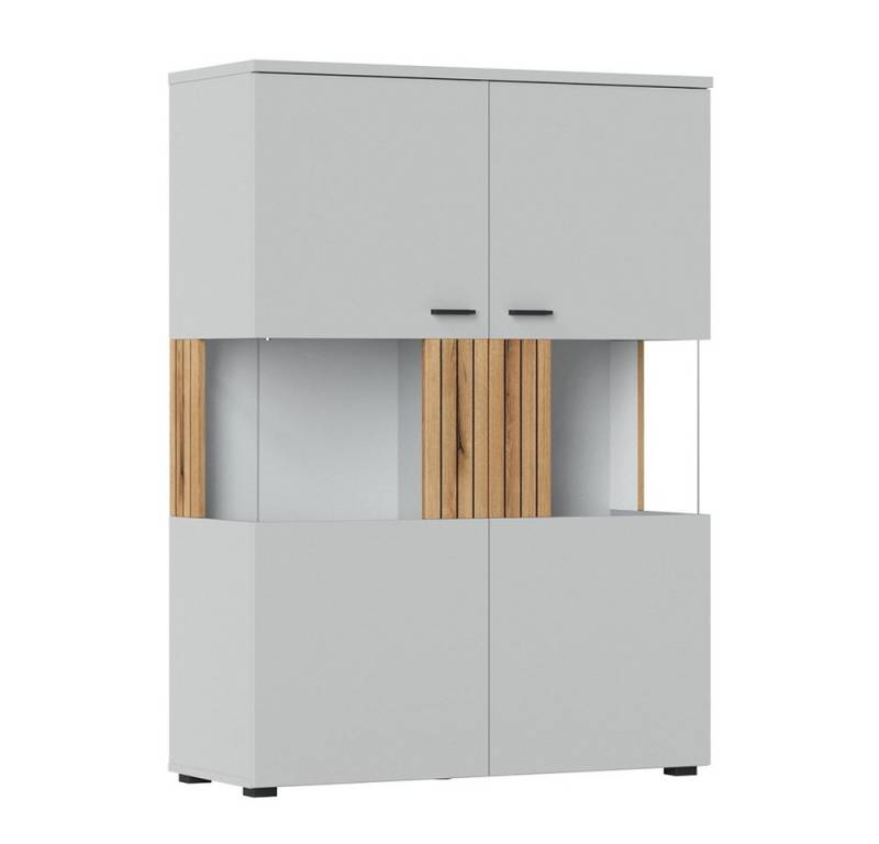 Lomadox Highboard ASHBURTON-129, 100cm breit, grau mit Eiche, Rillenoptik, inkl. Beleuchtung Lomadox Highboard ASHBURTON-129, 100cm breit, grau mit Eiche, Rillenoptik, inkl. Beleuchtung von Lomadox