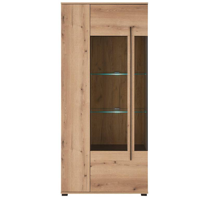 Lomadox Vitrine COLORADO-61 Vitrinenschrank inkl. LED Glasbodenbeleuchtung 90 cm breit in Eiche Nb von Lomadox