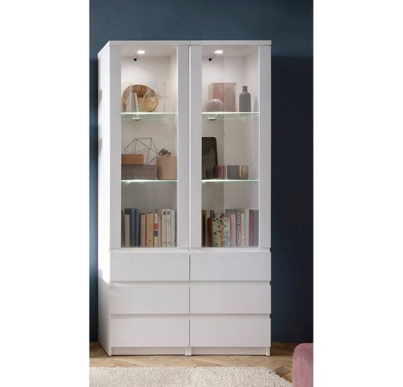 Lomadox Wohnzimmer-Set FORTALEZA-129, (Mega-Spar-Set, 2-St., 2-tlg), 2er Set in weiß mit LED-Beleuchtung von Lomadox
