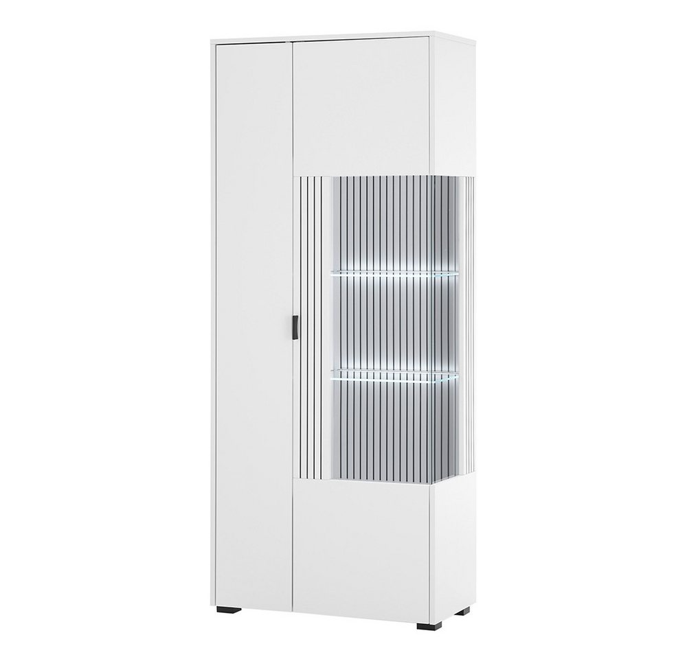 Lomadox Vitrine HUNTER-61 Vitrine Standvitrine Beleuchtung weiß matt schwarz gerillt 75x180x38cm Lomadox Vitrine HUNTER-61 Vitrine Standvitrine Beleuchtung weiß matt schwarz gerillt 75x180x38cm von Lomadox