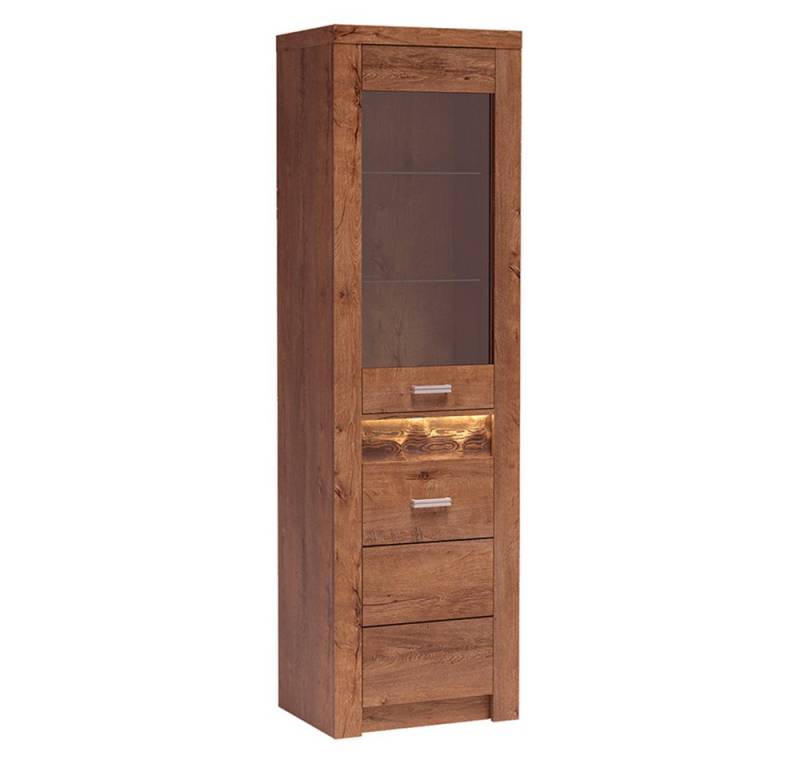 Lomadox Vitrine INGENIO-161 Standvitrine Hochschrank Wohnzimmerschrank modern braun von Lomadox