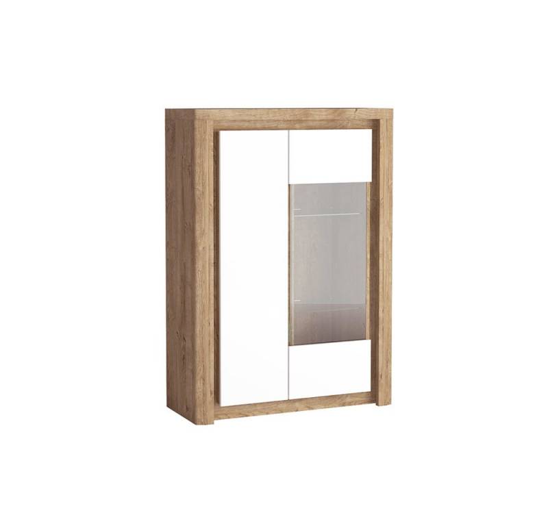 Lomadox Vitrine LATINA-161 Kommode Sideboard Highboard Standvitrine modern in Eiche mit weiß von Lomadox