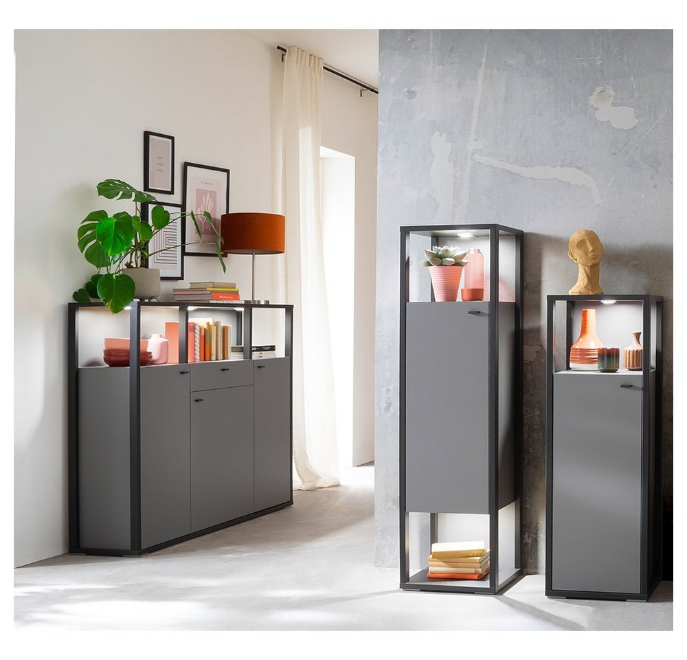 Lomadox Wohnzimmer-Set LAVAL-05, (Mega-Spar-Set, 3-St., 3-tlg), Highboard Set in grau mit anthrazit Lomadox Wohnzimmer-Set LAVAL-05, (Mega-Spar-Set, 3-St., 3-tlg), Highboard Set in grau mit anthrazit von Lomadox