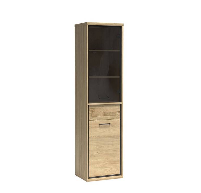 Lomadox Vitrine MEGARA-161 Wohnzimmerschrank Standvitrine Schrank modern braun mit Eiche Hickory von Lomadox