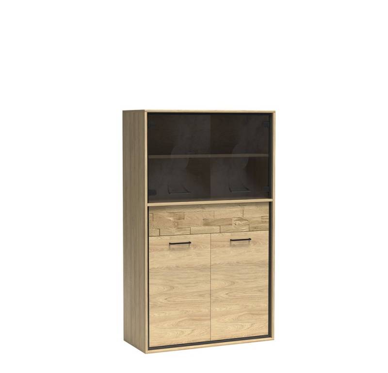 Lomadox Vitrine MEGARA-161 Wohnzimmerschrank Standvitrine Schrank modern braun mit Eiche Hickory von Lomadox