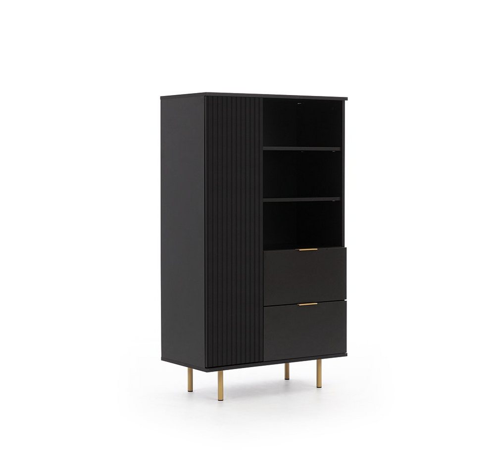 Lomadox Highboard NADOR-132, in matt schwarz, goldfarbene Metallgriffe und -füße Lomadox Highboard NADOR-132, in matt schwarz, goldfarbene Metallgriffe und -füße von Lomadox