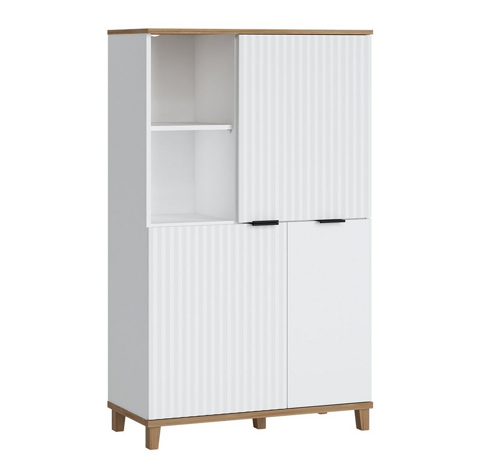 Lomadox Highboard PLYMOUTH-129, mit 3 Türen in weiß mit Eiche Nb., 84,8/141,4/40 cm Lomadox Highboard PLYMOUTH-129, mit 3 Türen in weiß mit Eiche Nb., 84,8/141,4/40 cm von Lomadox