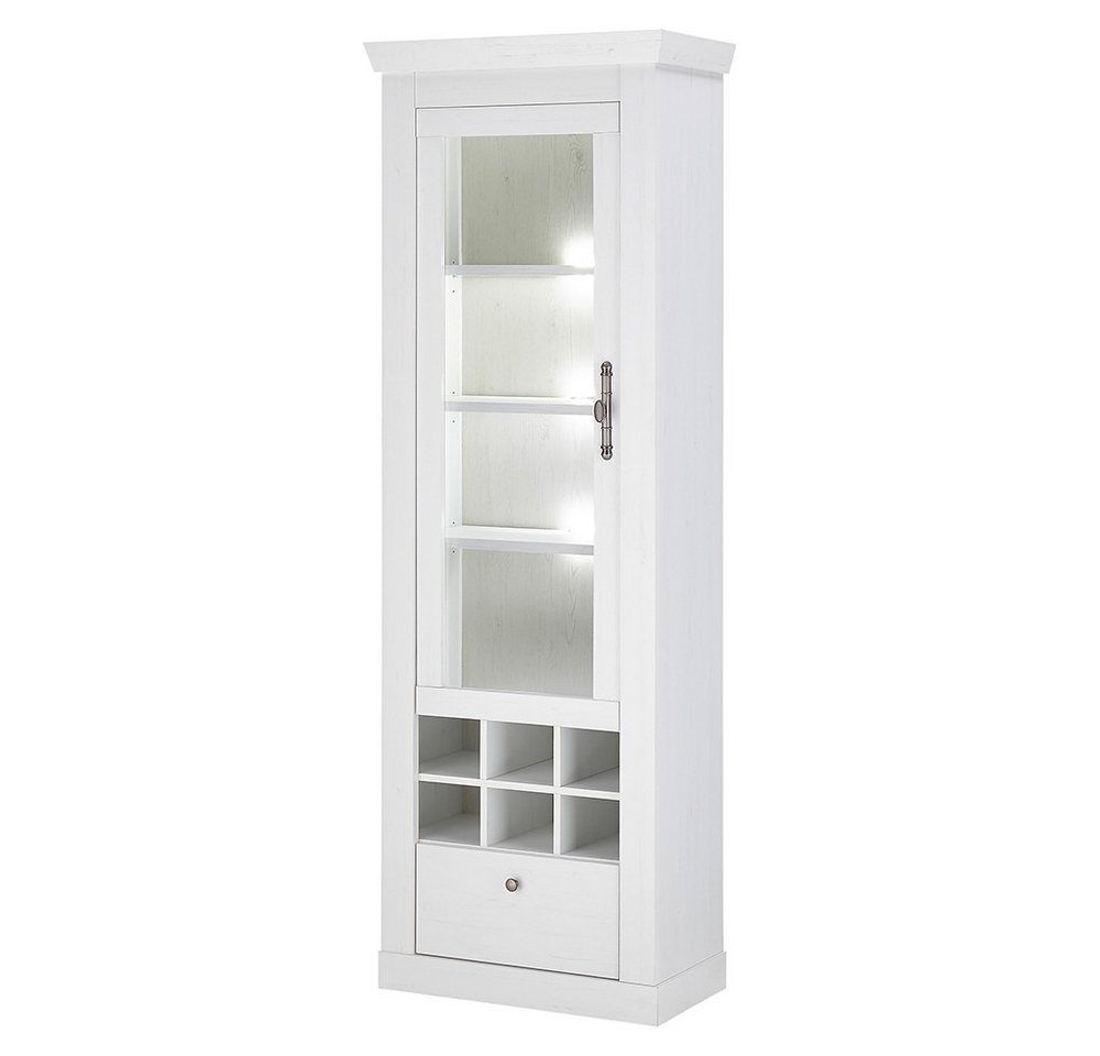 Lomadox Vitrine RAPLA-61 in Pinie weiß, 70 cm breit, mit Flaschenregal Lomadox Vitrine RAPLA-61 in Pinie weiß, 70 cm breit, mit Flaschenregal von Lomadox
