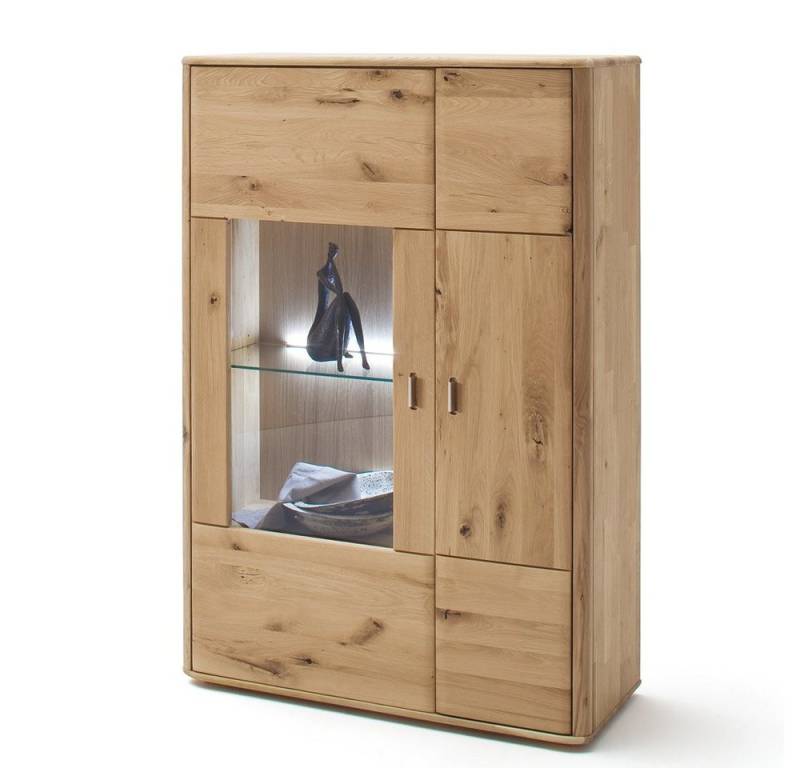 Lomadox Highboard ROSARIO-05, Eiche massiv, mit LED Beleuchtung, Lieferung erfolgt komplett montiert von Lomadox