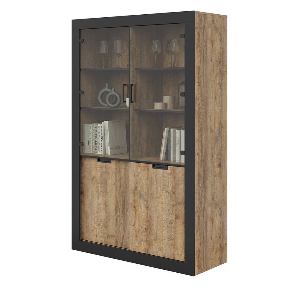 Lomadox Vitrine TOLOSA-83 in Eiche mit Rahmen in schwarz matt Lomadox Vitrine TOLOSA-83 in Eiche mit Rahmen in schwarz matt von Lomadox