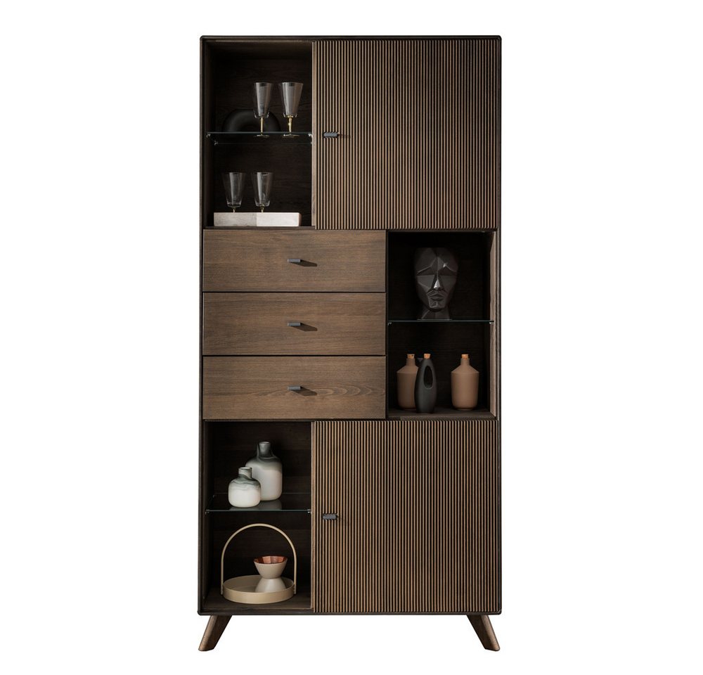 Lomadox Vitrine WOODVILLE-69 Vitrine Massivholz Retro Dunkelbraun Softclose offen Glas Lomadox Vitrine WOODVILLE-69 Vitrine Massivholz Retro Dunkelbraun Softclose offen Glas von Lomadox
