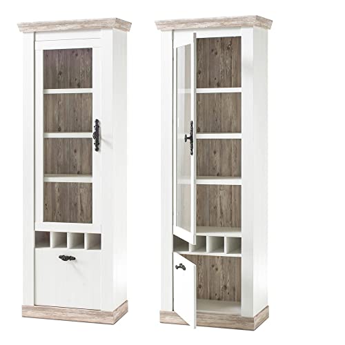 Lomadox Vitrine im Landhaus Stil in Pinie Weiss inkl. LED-Rückwandbeleuchtung Lomadox Vitrine im Landhaus Stil in Pinie Weiss inkl. LED-Rückwandbeleuchtung von Lomadox