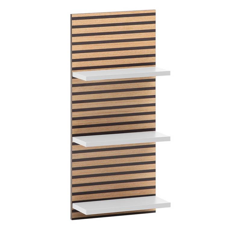 Lomadox Wandregal KANE-80, Akustikpaneel-Optik weiß matt 3 Ablageböden 30,3x70,2x17,5 cm von Lomadox