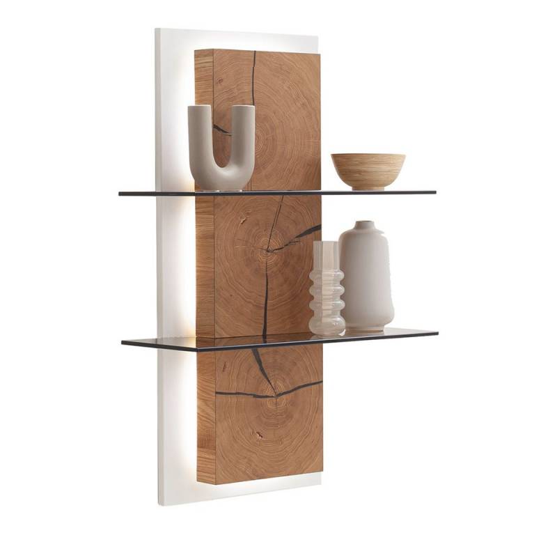 Lomadox Wandregal MULLINGAR-05, Wandboard mit Beleuchtung, weiß mit Wildeiche Hirnholz von Lomadox