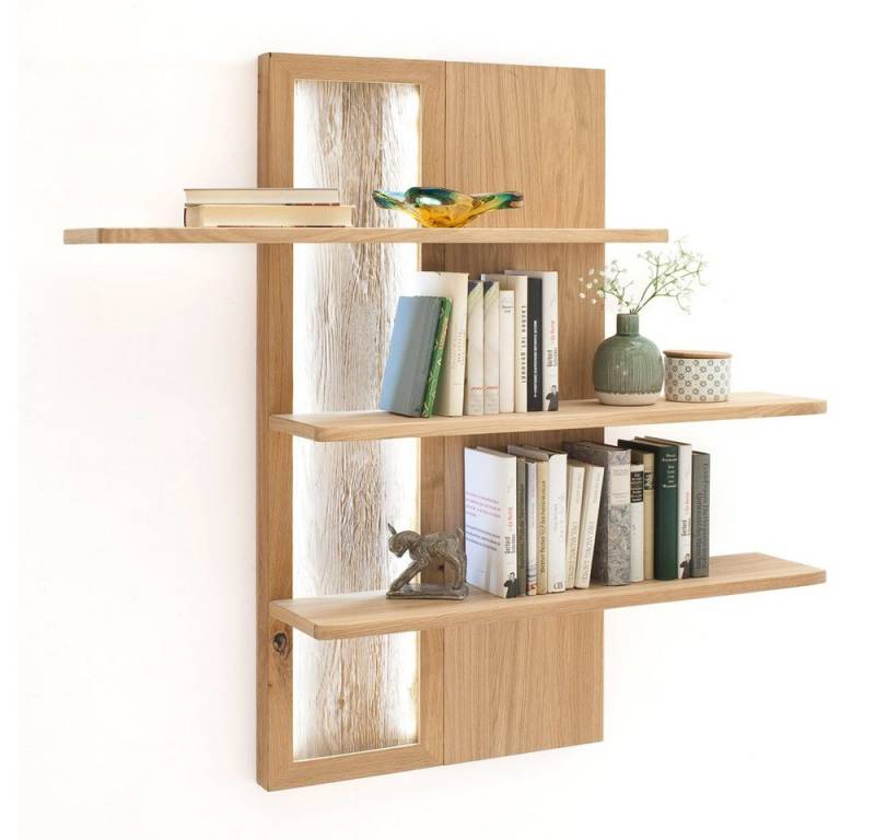 Lomadox Wandregal SAMARA-05, Wandboard Regal Wohnzimmer Eiche massiv 121/115/26cm von Lomadox