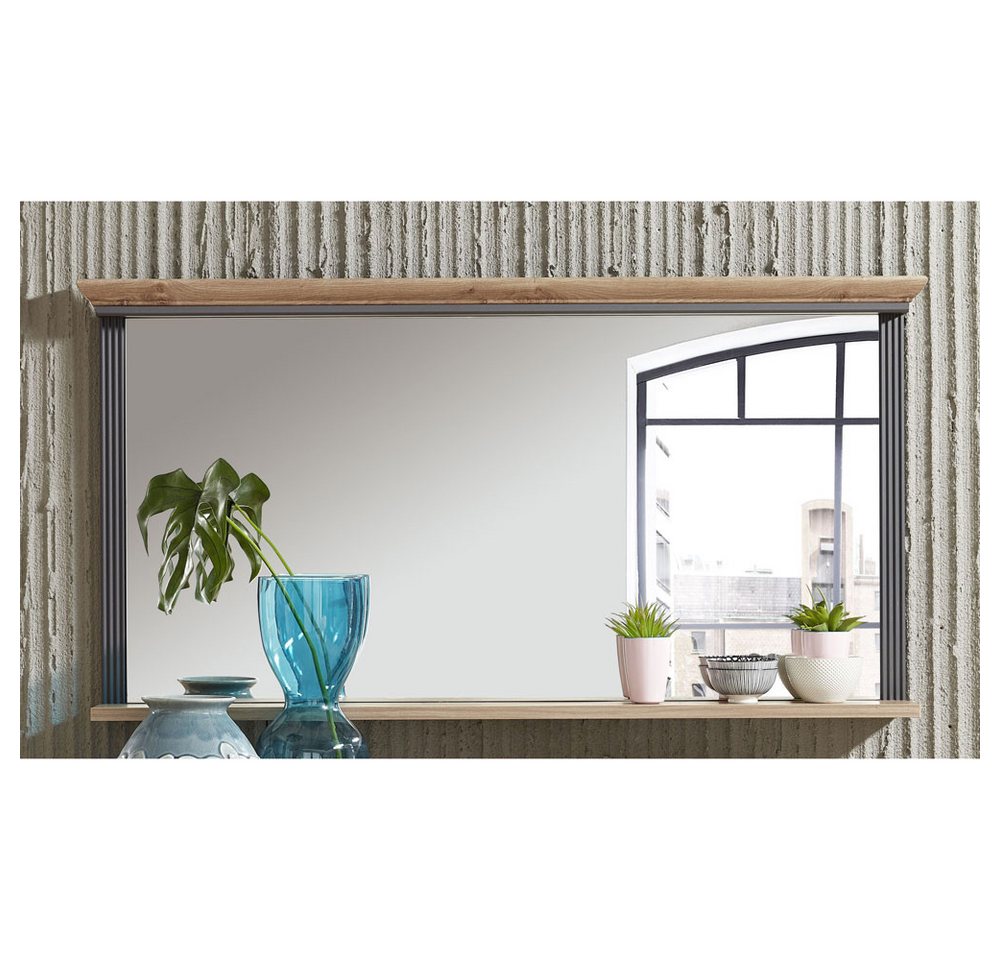 Lomadox Wandspiegel »JÜLICH-36«, Spiegel mit Rahmen und Ablageboden Landhaus Graphit und Artisan Eiche Nb. B/H/T: 142/74/16 cm von Lomadox