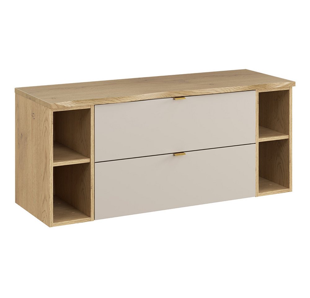 Lomadox Waschbeckenschrank DURANGO-56 120 cm breit in Kaschmir und Eiche mit Baumkantenoptik von Lomadox