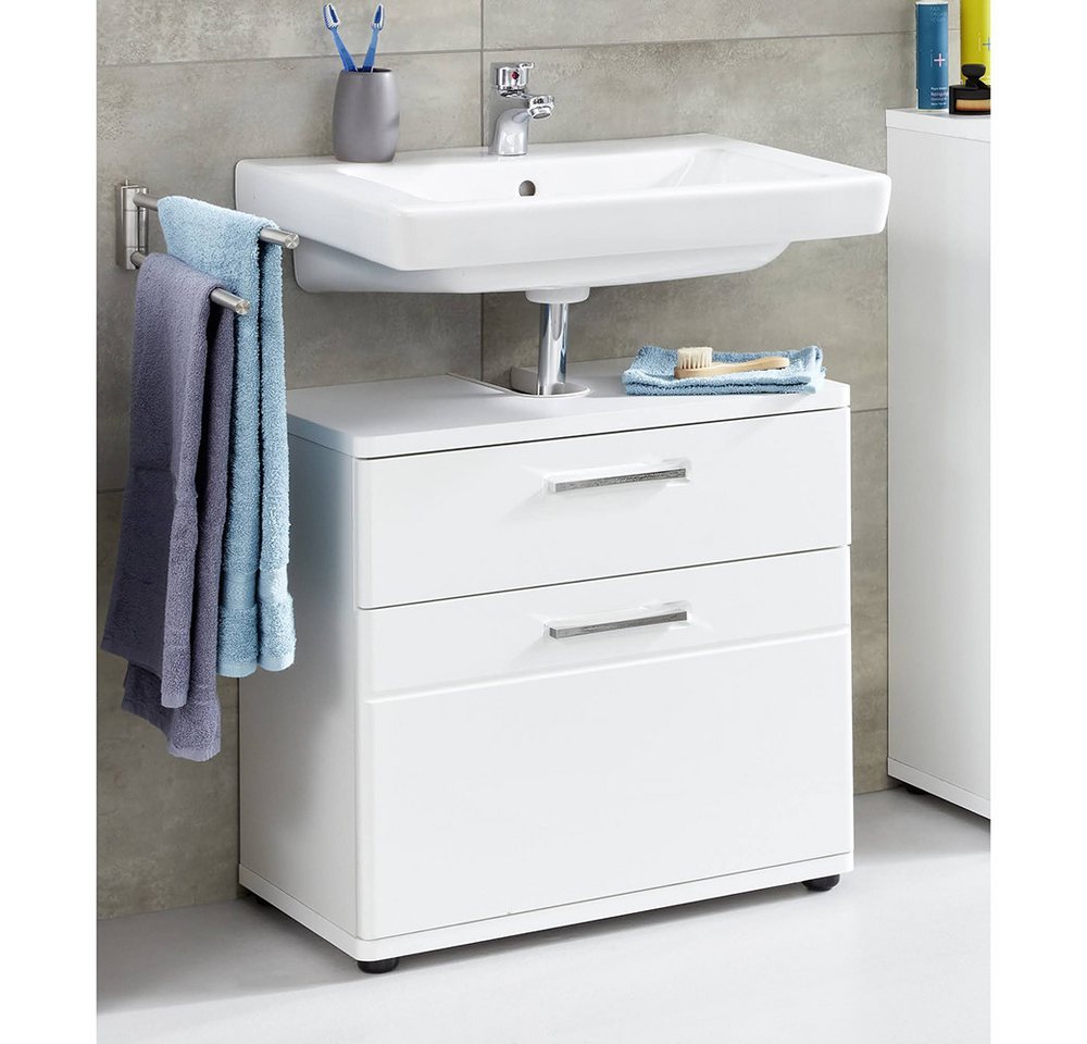Lomadox Waschbeckenschrank MANACOR-19 Badezimmer in weiß mit weiß Hochglanz, B/H/T ca. 60/58/38 cm Lomadox Waschbeckenschrank MANACOR-19 Badezimmer in weiß mit weiß Hochglanz, B/H/T ca. 60/58/38 cm von Lomadox