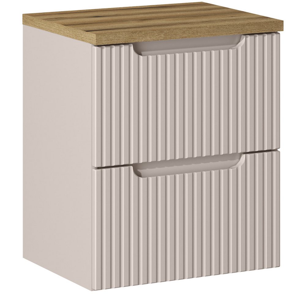 Lomadox Waschbeckenschrank NEWPORT-56-CASHMERE Waschtischunterschrank 50cm in kaschmir mit Eiche, gerillte Front Lomadox Waschbeckenschrank NEWPORT-56-CASHMERE Waschtischunterschrank 50cm in kaschmir mit Eiche, gerillte Front von Lomadox