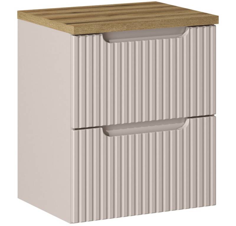 Lomadox Waschbeckenschrank NEWPORT-56-CASHMERE Waschtischunterschrank 50cm in kaschmir mit Eiche, gerillte Front von Lomadox