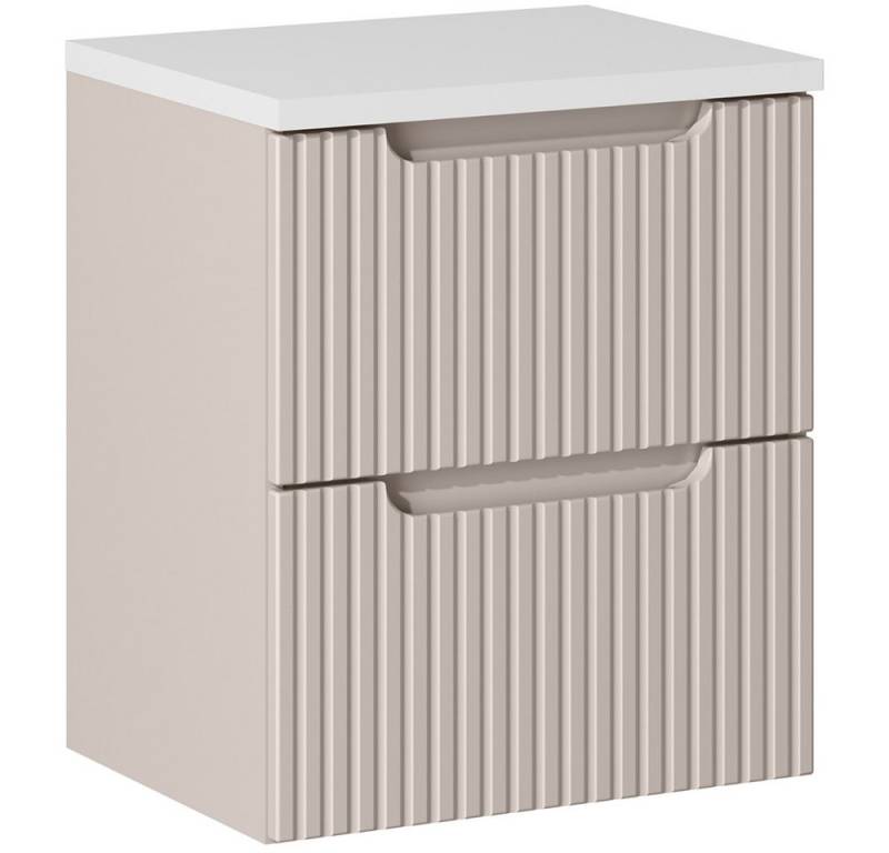 Lomadox Waschbeckenschrank NEWPORT-56-CASHMERE Waschtischunterschrank 50cm in kaschmir mit weiß, gerillte Front Lomadox Waschbeckenschrank NEWPORT-56-CASHMERE Waschtischunterschrank 50cm in kaschmir mit weiß, gerillte Front von Lomadox